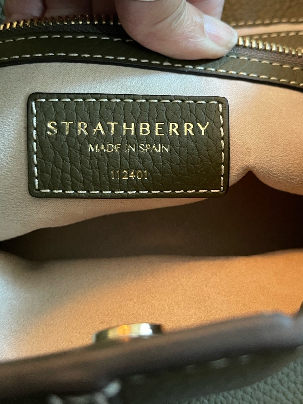 Strathberry Green Pebble Leather Lana Shoulder Bag Size Medium - Picture 5 of 11